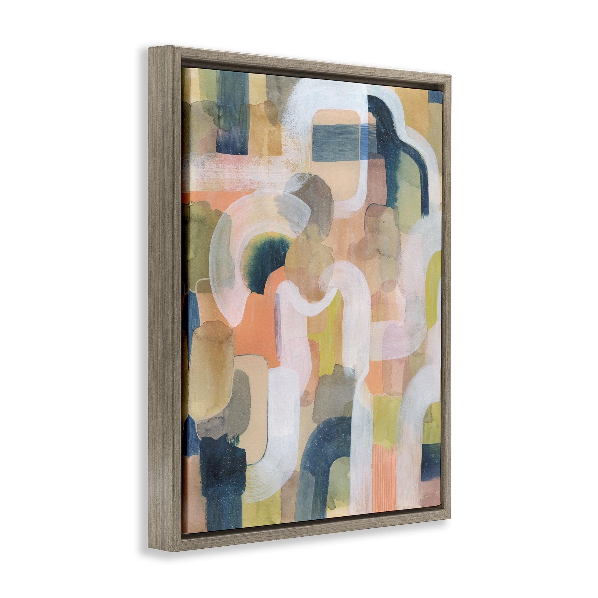 Stupell Industries Layered Curved Arches Abstract Painting Brown Floater Framed Canvas Art Print Wall Art, 17 x 21