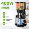 thumbnail image 4 of Cold Press Juicer, 5.8" Wide Feed Chute Juice Extractor Machine with 400W, High Juice Yield, Slow Masticating Juicer for Whole Vegetables & Fruits, Dark Grey, 4 of 6