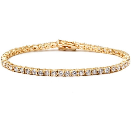 Swarovski Elements 18kt Gold Plated Round Cut Tennis Bracelet 7 5 Swarovski Elements 18kt Gold Plated Round Cut Tennis Bracelet 7 5