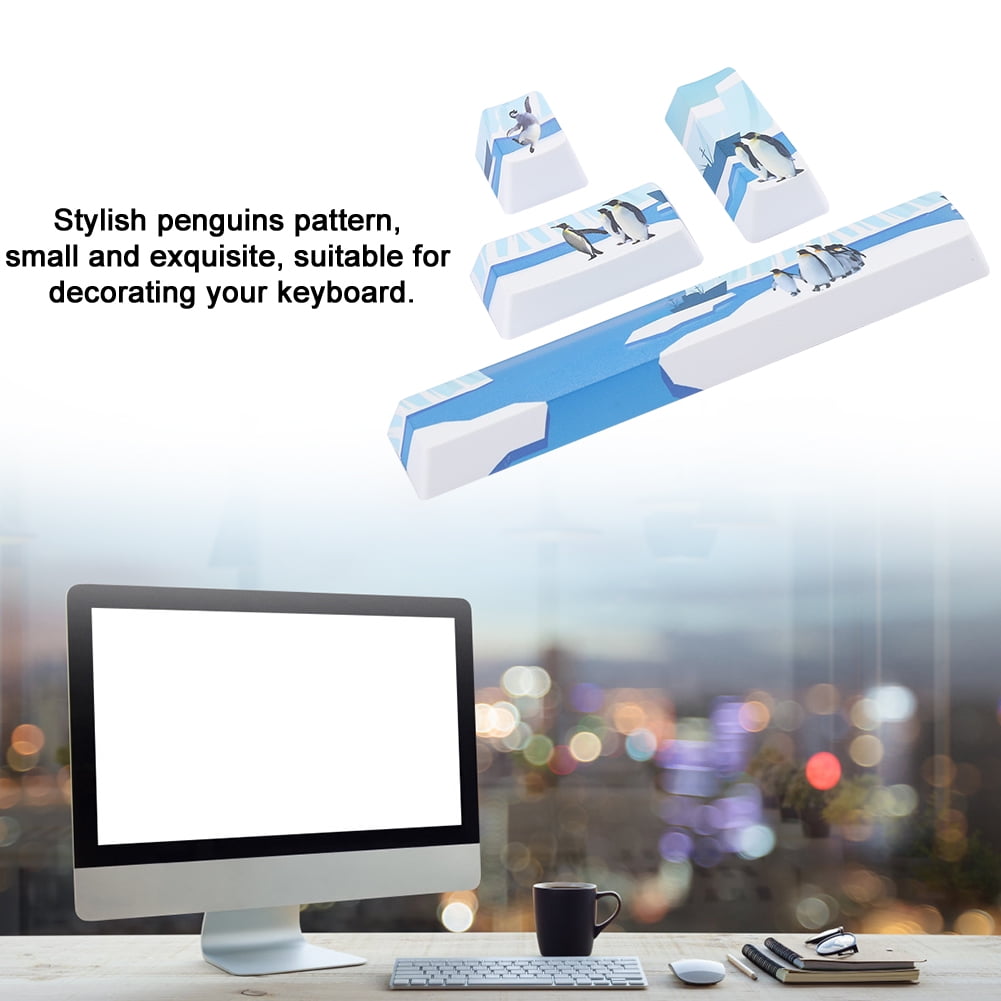 Mechanical Keycap, Enter Key , Five-sided Dyed Keyboard , Penguins-pattern for Mechanical Keyboard, Penguins-Pattern, 4Pcs