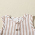thumbnail image 5 of AJTQTH Sleeveless Rompers for Girls Boys Baby Unisex Cotton Comfy Jumpsuit Striped Button Closure Playsuit Summer Casual Comfy Crewneck Onesie for Home Sleep Clothes Brown 6 Months, 5 of 7