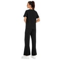 thumbnail image 5 of cimmuovere 2pcs Solid Color V-Neck Short Sleeve Top And Slit Pants Lab Coat Nurse Uniform Scrub Set Service Uniform Scrub Set For Pet Clinics, Private Care And Hospital, With Pockets, 5 of 6