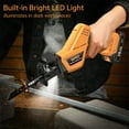 thumbnail image 4 of GPED 20V Cordless Reciprocating Saw, 0-3000 SPM, with 2 x 2.0Ah Battery, Tool-free Blade Change, Led Light, One-handed Reciprocating Saws with 4 Saw Blades for Wood/Metal/PVC, Yellow, 4 of 7