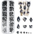thumbnail image 1 of 660 piezas de diamantes de imitación 3d brillantes negros transparentes para arte de uñas, bricolaje, manualidades, parte trasera plana brillante, juego de piedras de cristal, joyas, decoración d, 1 of 5