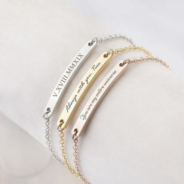 friendship bracelet personalized silver bar bracelet