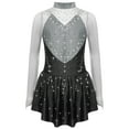 thumbnail image 3 of TTAO Girl's Jazz Latin Ballet Dance Tutu Dress Figure Ice Skating Sparkly Dancewear Gymnastics Costumes Gray&Black 16, 3 of 5