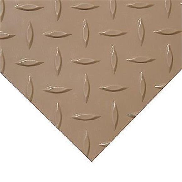 Rubber Cal 03-W266-BG-04 Diamond Plate Metallic PVC Flooring, Beige - 2.5 mm. x 4 x 4 ft.