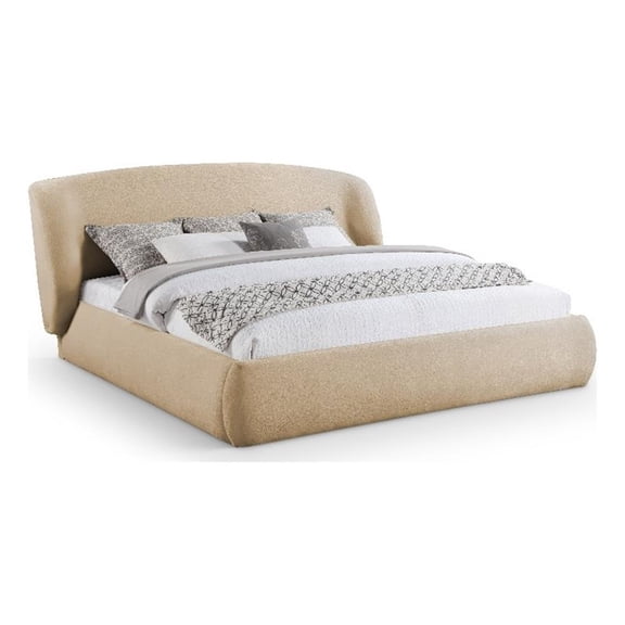 Meridian Furniture Sandro Beige Chenille Fabric Upholstered King Bed