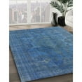 thumbnail image 3 of Ahgly Company Machine Washable Indoor Round Industrial Modern Blue Area Rugs, 4' Round, 3 of 7