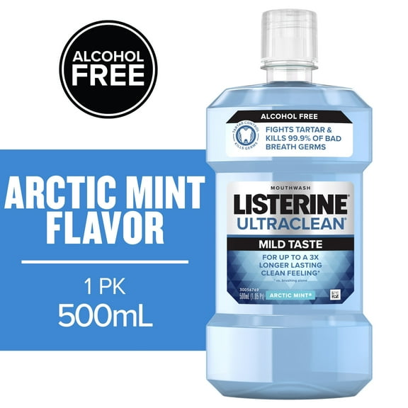 Listerine Ultraclean Alcohol-Free Tartar Mouthwash, Arctic Mint, 500 ml