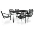 thumbnail image 1 of vidaXL 7 Piece Garden Dining Set Cotton Rope and Steel Black, 1 of 5