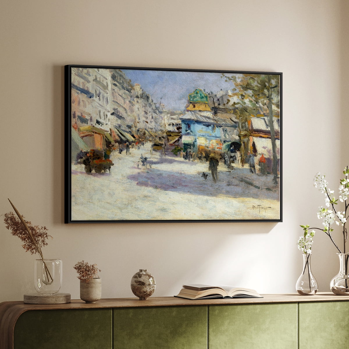 Vintage Landscape-CCXCI By Wexford Home Framed in Black Wood Gallery Wrapped Canvas 17 in. x 25 in.