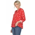 thumbnail image 2 of White Mark Women's Pleated 3/4 Sleeve Leaf Print Blouse, 2 of 5
