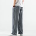 thumbnail image 4 of Men Pants Loose Straight Elastic Waist Casual Loose Lounge Trousers Solid Color, 4 of 8