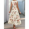thumbnail image 4 of Women'S Summer Maxi Dress Floral Tie Front Casual Boho Beach Flowy Sundress White 1 L, 4 of 9