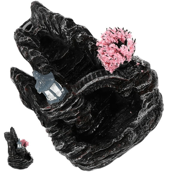 WEUVEB Home Decor Black Resin Backflow Incense Burner with Creative Shape