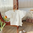 thumbnail image 1 of Camiseta de verano para niños, camisetas de manga corta para bebés y niñas, ropa de Color sólido con lazo de perlas, camisetas de algodón para niños, camiseta de 130cm Gao Jinjia LED, 1 of 2