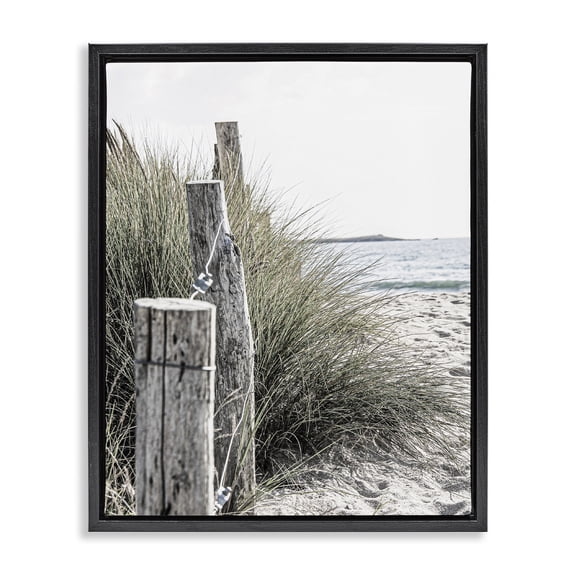 Stupell Industries Contemporary Coastal Beach Landscape Black Floating Frame Canvas Art, 17 x 21, by Incado