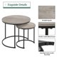 thumbnail image 4 of YEXJA Rustic Nesting Coffee Table with Round Wooden Tabletop & Sturdy Metal Base,Gray, 4 of 12
