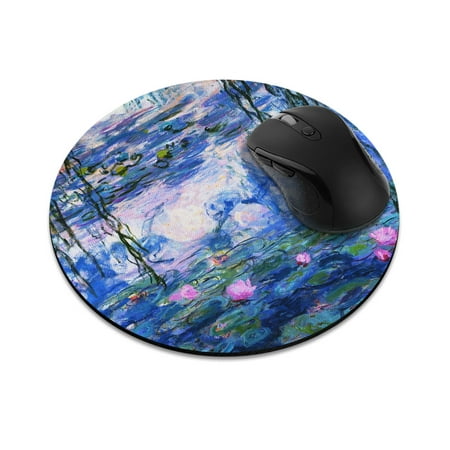 FINCIBO Round Standard Mouse Pad, Non-Slip Mouse Pad for Home, Office, and Gaming Desk, Claude Monet Water Lilies