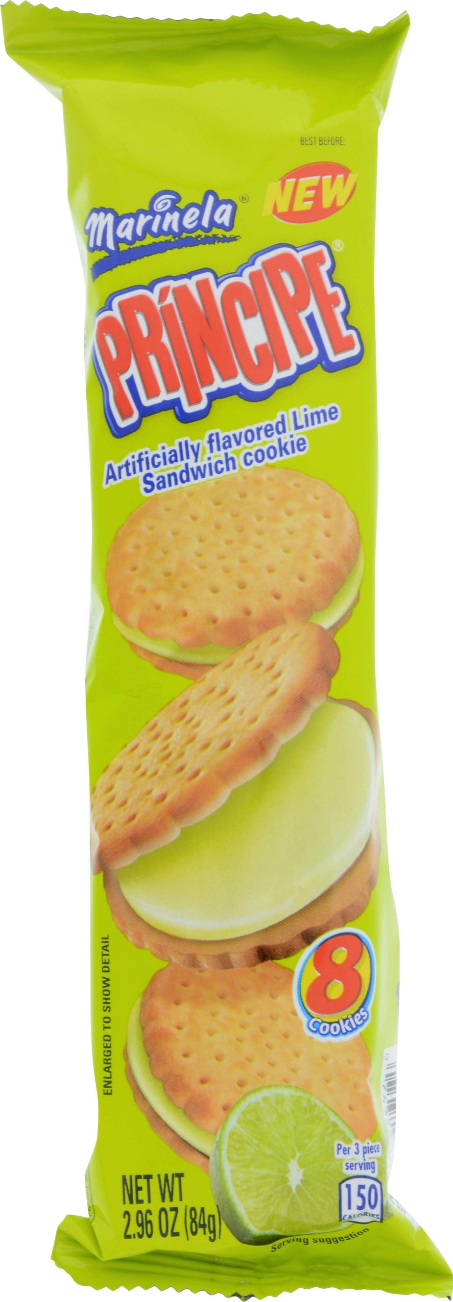 Marinela Principe Lime Sandwich Cookies, Individually Wrapped, 8