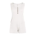 thumbnail image 5 of Summer Sleeveless Women Henley Shorts Jumpsuit Waffle Romper with Pocket, 5 of 6