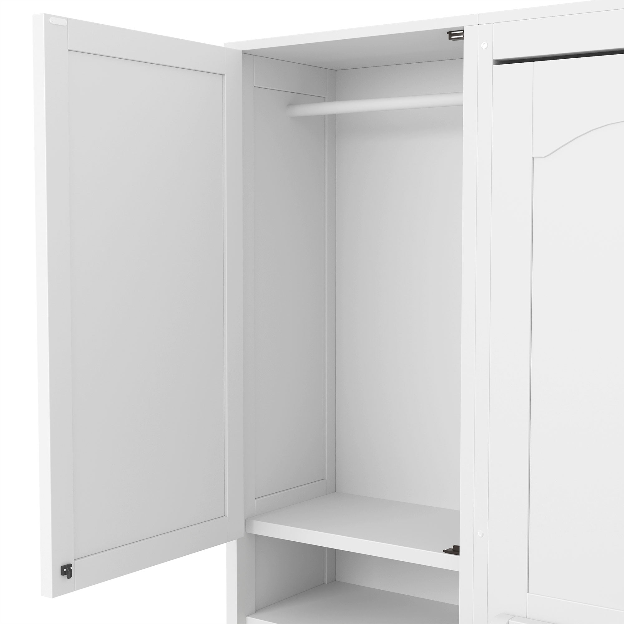 Full Size Murphy Bed with 2 Closet, 4 Drawers and Shelves for Space-Saving Guest Room