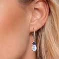 thumbnail image 3 of Gem Stone King 925 Sterling Silver White Moissanite and Blue Sapphire Dangle Earrings for Women with Lab Grown Diamond (4.93 Cttw, Oval 9X7MM), 3 of 6