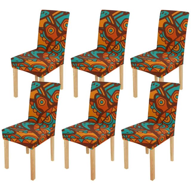 ABPHQTO Funda protectora para silla con estampado tribal de arte africano, funda protectora para asiento para comedor, Hotel, boda, fiesta, juego de 6