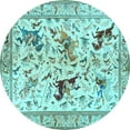 thumbnail image 1 of Ahgly Company Indoor Round Animal Light Blue Traditional Area Rugs, 4' Round, 1 of 4