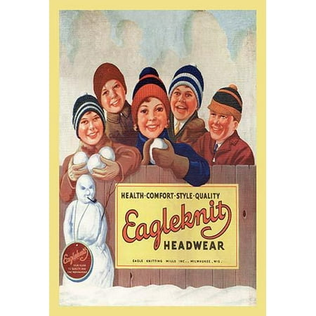 Early 1900s advertising from a clothing box bought at department stores and selling warm winter hats Poster Print by