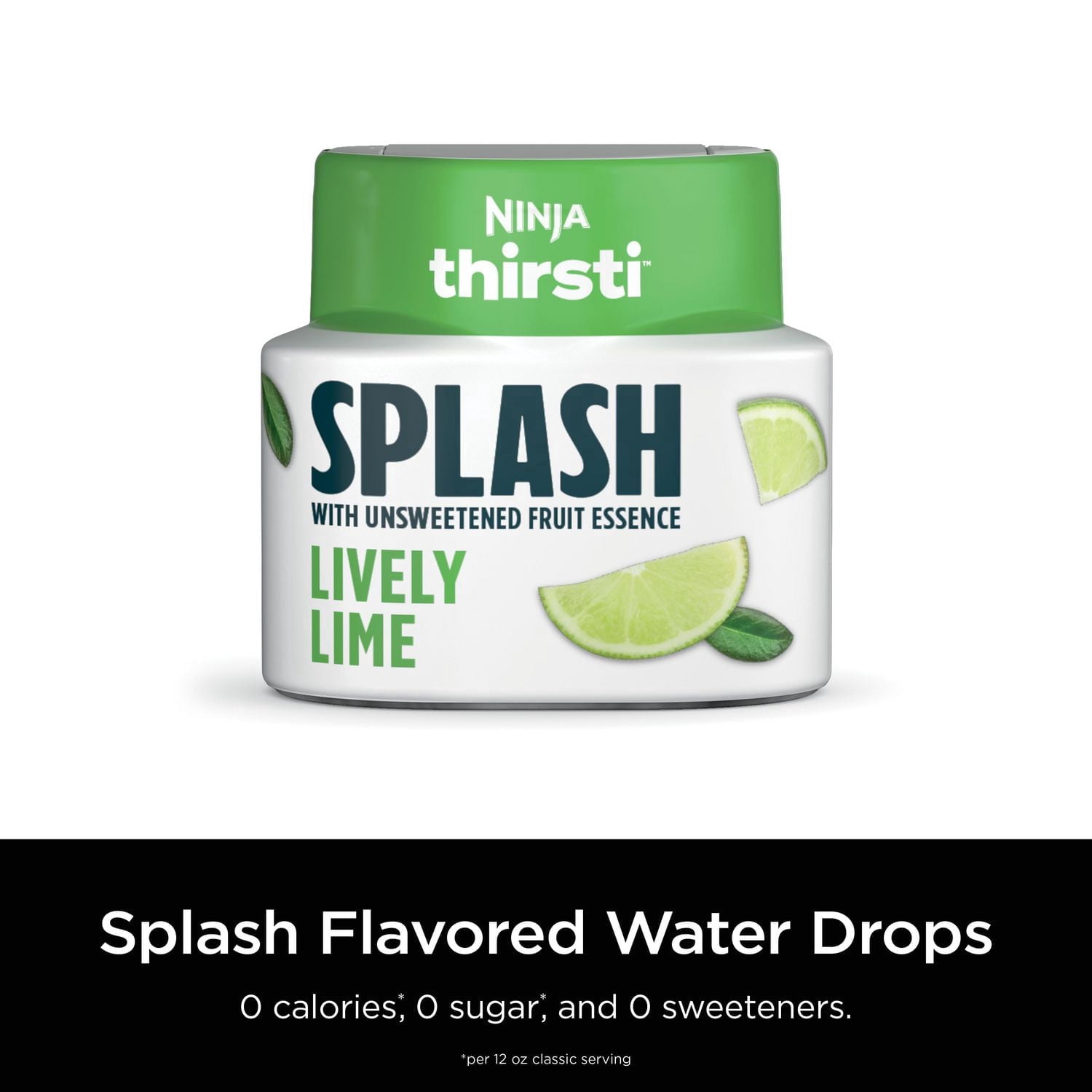 Ninja Thirsti Flavored Water Drops, Lively Lime, Crisp and Refreshing Sparkling Water, Zero Calories, Zero Sugar, Zero Sweeteners, Makes 20, 12oz drinks, WCFLME6C