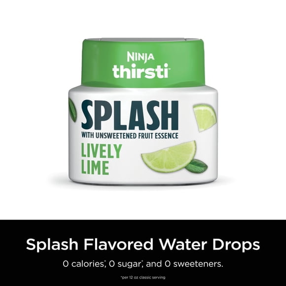 Ninja Thirsti Flavored Water Drops, Lively Lime, Crisp and Refreshing Sparkling Water, Zero Calories, Zero Sugar, Zero Sweeteners, Makes 20, 12oz drinks, WCFLME6C
