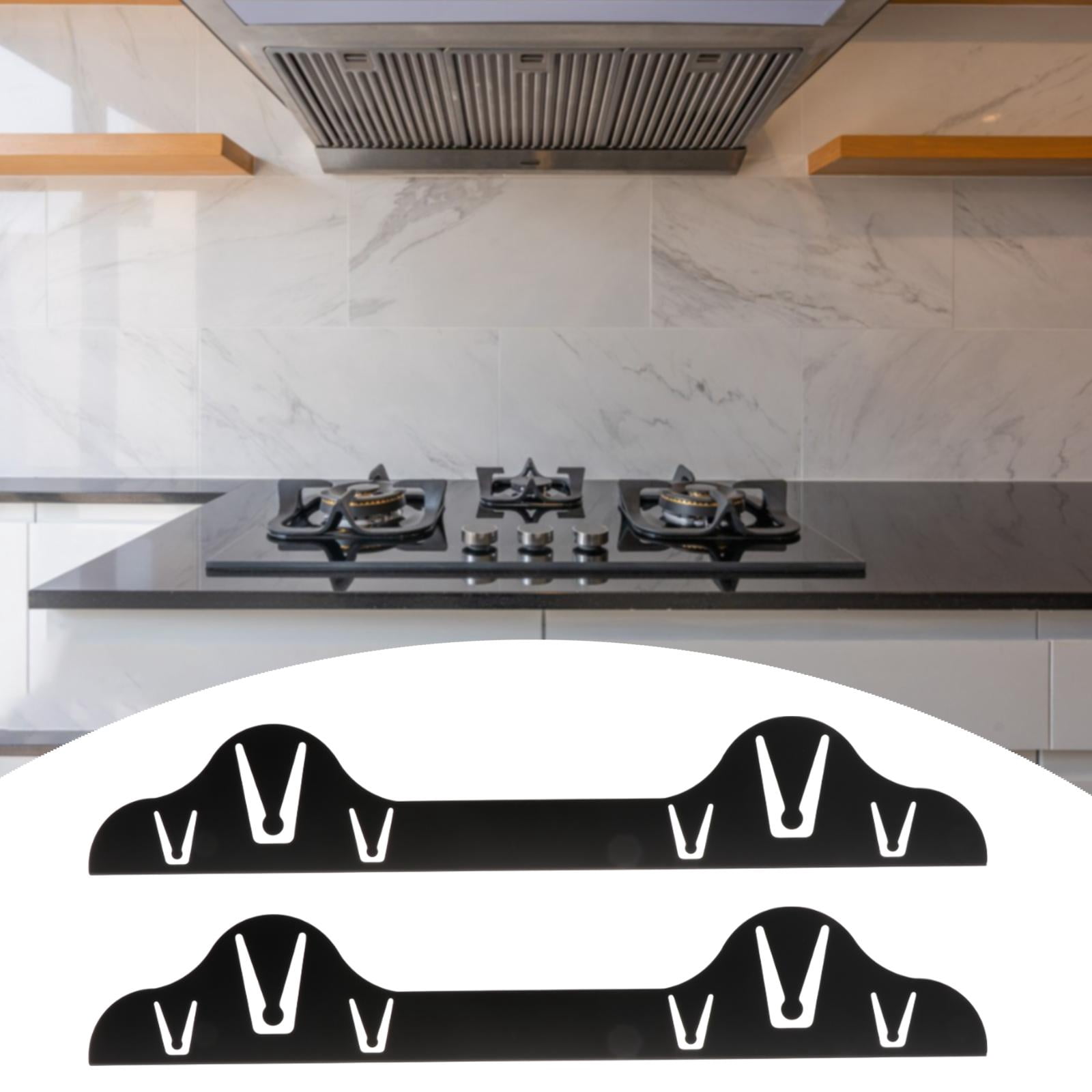 Fiocias 4x Stainless Steel Stovetop Counter Gap Covers Retractable Sturdy Heat Resistant Black