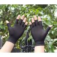 thumbnail image 3 of Guantes de conducción finos de nailon para protección laboral, de dos dedos y medio dedo, de color negro puro, para hombres y mujeres, 3 of 6
