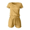 thumbnail image 6 of BUIGTTKLOP Women Pajama Sets Short Sleeve Shirts Ruffle Hem Shorts Sleepwear 2 Piece Lounge Shorts Set, 6 of 6