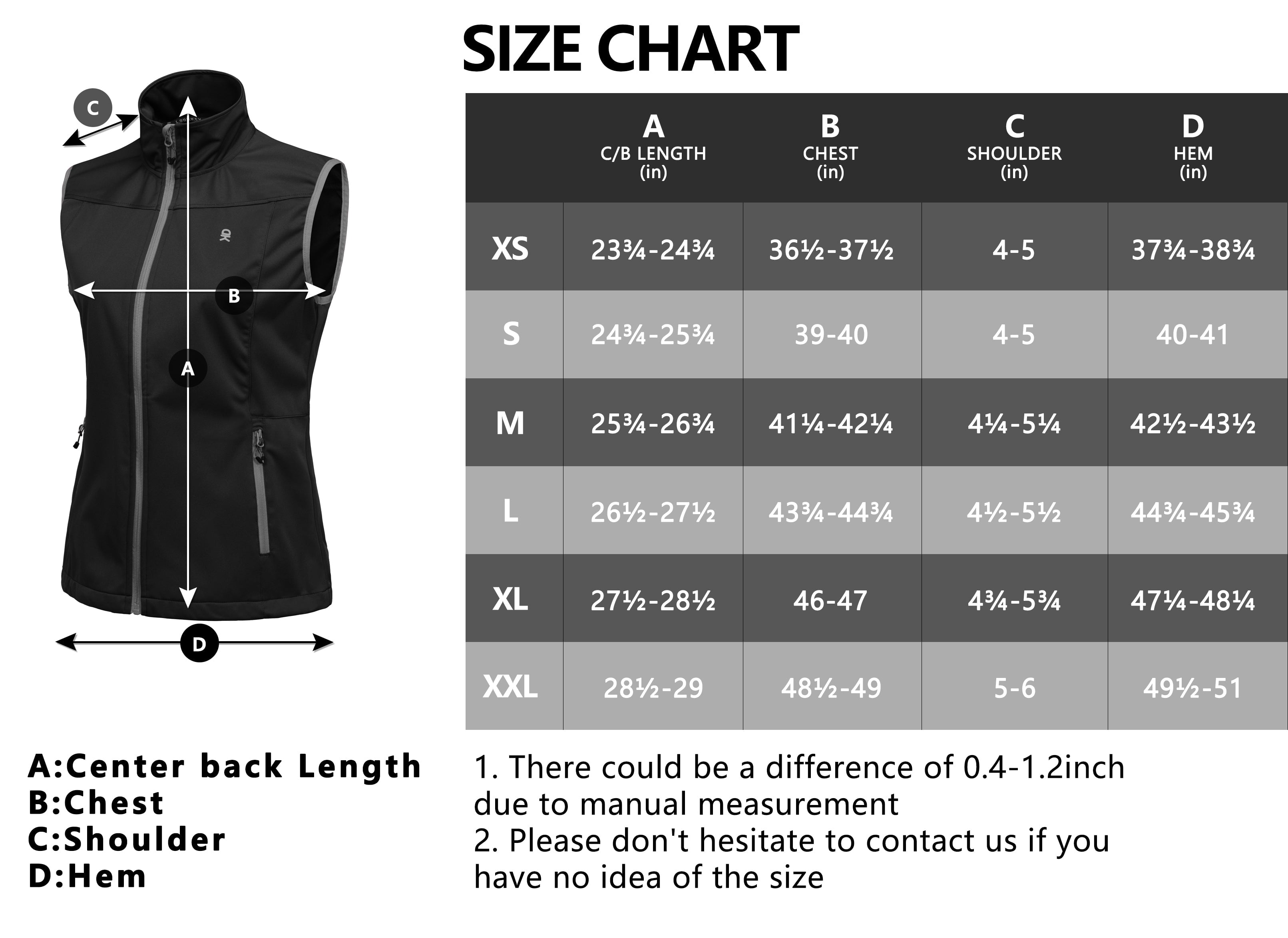 Little Donkey Andy Women's Lightweight Softshell Vest, Windproof Sleeveless Jacket for Running Hiking Travel, Black XL