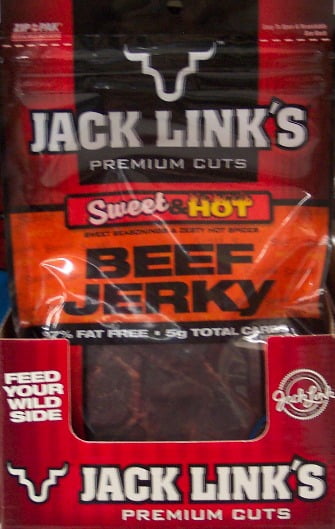 Jacks Link's Beef Jerky, Protein Snack, Sweet & Hot, 3.25oz