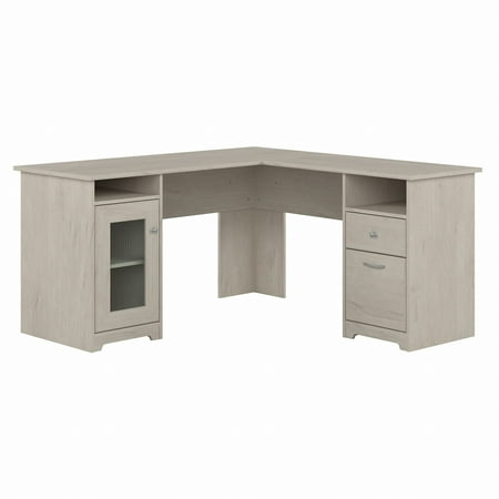 UPC: 0042976134730 | Bush Furniture Cabot 60  L Shaped Desk with Storage  Linen White Oak