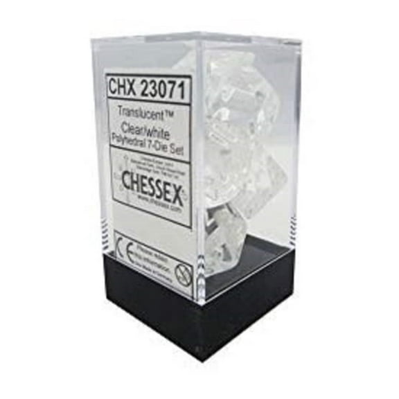 Chessex Translucent: 7pc Clear/White