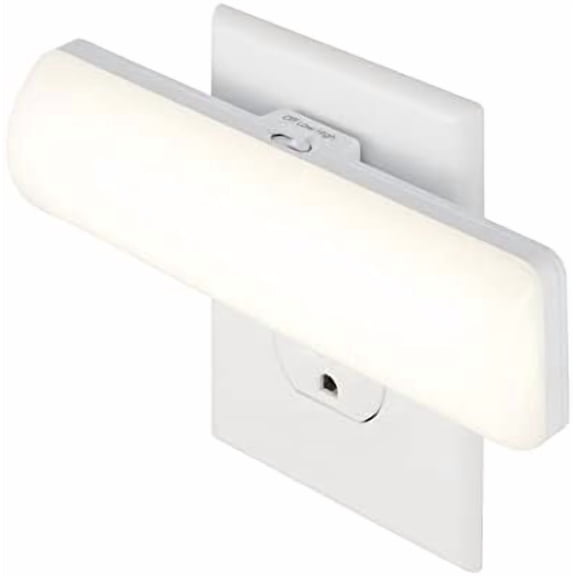 Ultrabrite LED Light Bar Night Lights Plug Into Wall Room Decor Ambient Lighting High/Low/Off Switch Bright Nightlight, White, 200 Lumens, 1 Pack