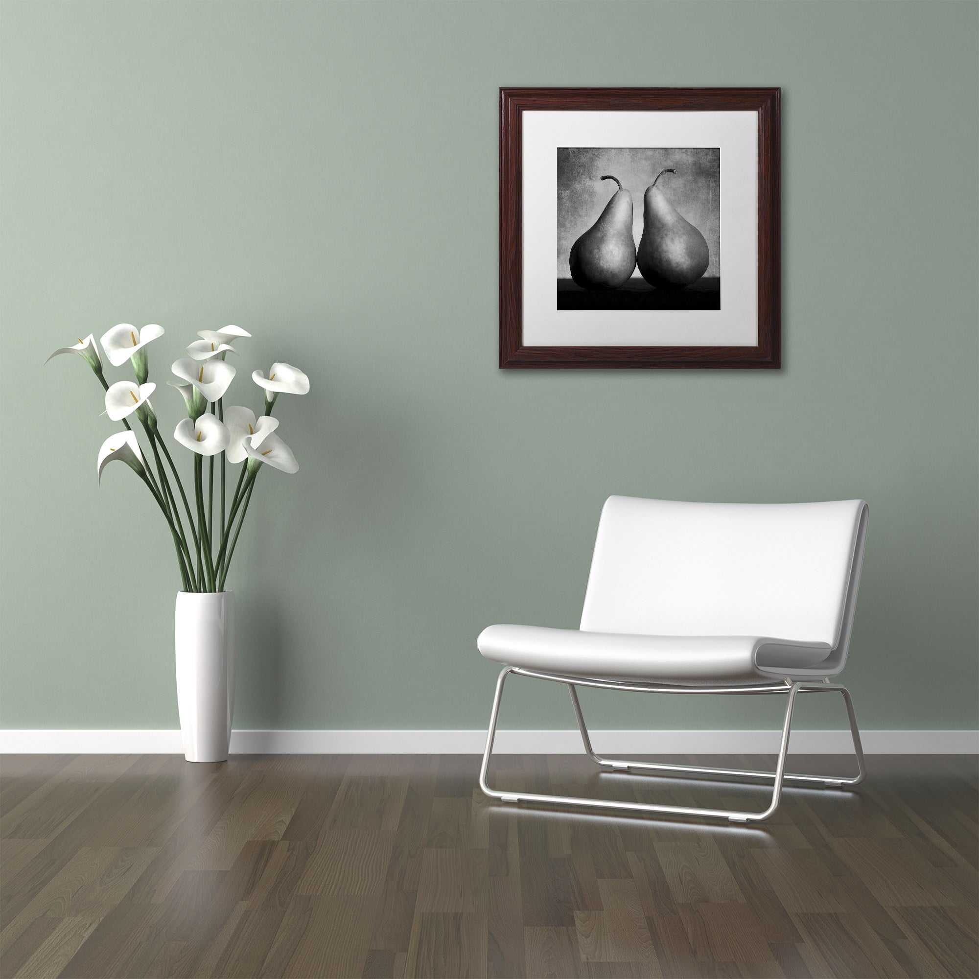 Trademark Fine Art "Peras Enamoradas" Canvas Art by Moises Levy White Matte, Wood Frame