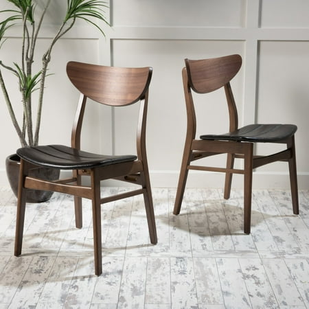 Jason Dark Leather and Walnut Finish Dining Chair - Set of (Best Finish For Walnut)