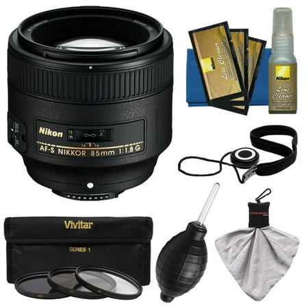 Nikon 85mm f/1.8G AF-S Nikkor Lens with 3 UV/CPL/ND8 Filters + Cleaning Kit for D3200, D3300, D5200, D5300, D7000, D7100, D610, D800, D810, D4s DSLR