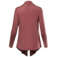 thumbnail image 2 of FashionOutfit Women's Solid Jersey Knit Draped Open Front Long Sleeves Cardigan, 2 of 4