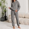 thumbnail image 6 of Enjoytime Fall Winter Pajamas for Women Set Thick Velvet Warm Loungewear Crewneck Long Sleeve Hooded Tops Pants 2 Piece Sets Soft Comfy Sleepwear, 6 of 8