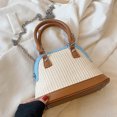 thumbnail image 3 of Bolsos tejidos a mano para mujer cadena de verano bolso tejido para mujer bolsos cruzados con costuras de PU FLhrweasw Nuevo, 3 of 9