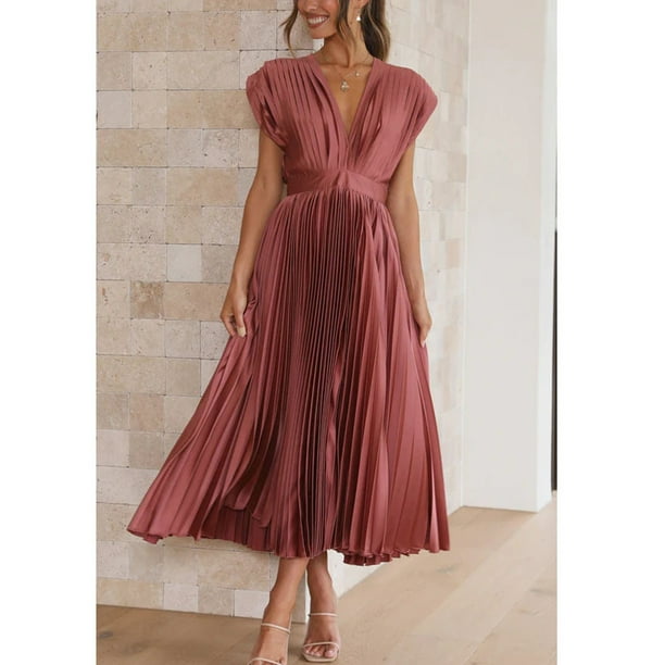 ICHUANYI Clearance Women's Sexy V-neck Loose Sleeveless Zippered Sleeveless Backless Dress(Red, XL) ICHUANYI WER2023081110728