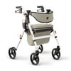 Medline Empower Rollator With Microban, Folding Rolling Walker, 8" Wheels, 300lb Weight Capacity, White Frame