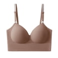 thumbnail image 3 of Women's Wireless Bra, Full Coverage Underarm Smoothing V Neck Bra with Adjustable Straps, Support Lift Comfort Bra | VerBelle,Coffee M, 3 of 6